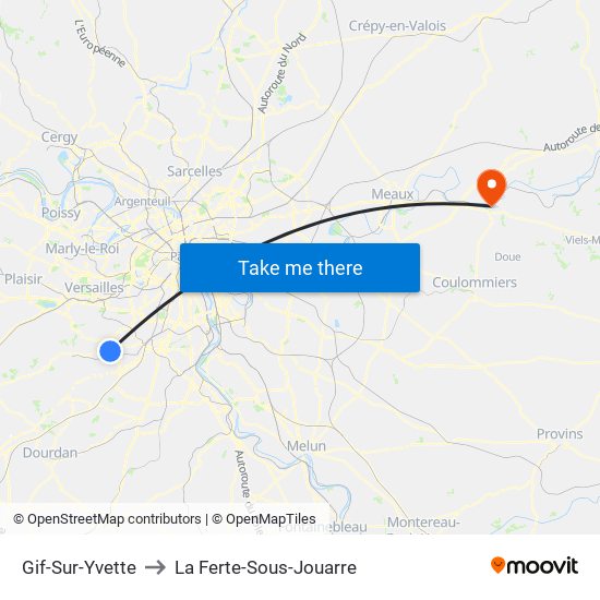 Gif-Sur-Yvette to La Ferte-Sous-Jouarre map