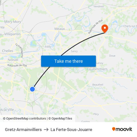 Gretz-Armainvilliers to La Ferte-Sous-Jouarre map