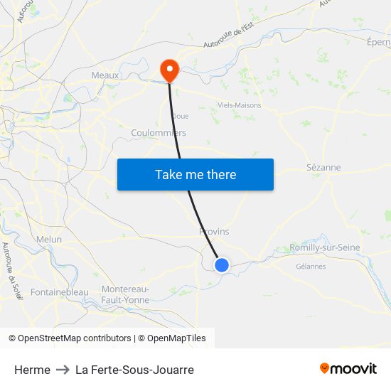 Herme to La Ferte-Sous-Jouarre map