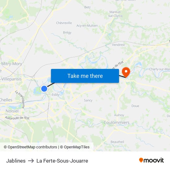 Jablines to La Ferte-Sous-Jouarre map