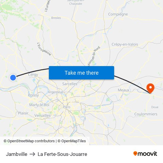 Jambville to La Ferte-Sous-Jouarre map