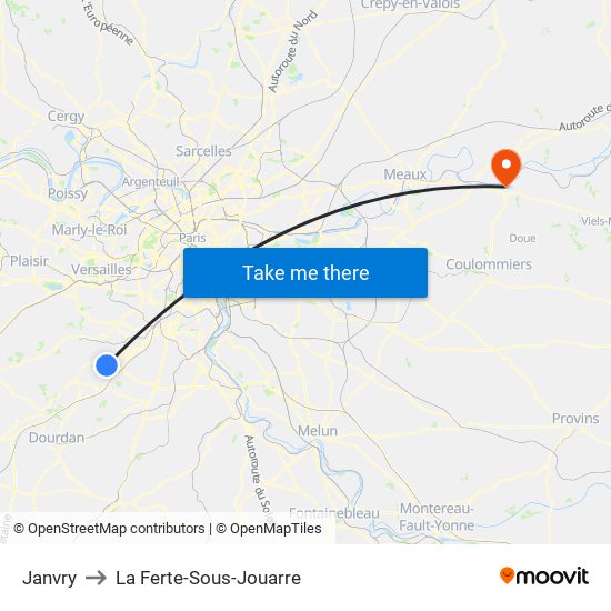 Janvry to La Ferte-Sous-Jouarre map