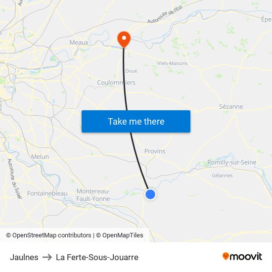 Jaulnes to La Ferte-Sous-Jouarre map