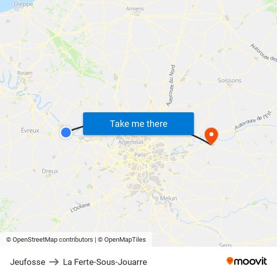 Jeufosse to La Ferte-Sous-Jouarre map