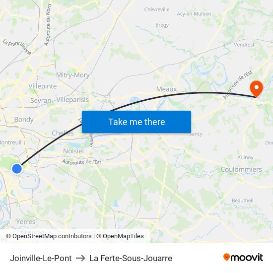 Joinville-Le-Pont to La Ferte-Sous-Jouarre map