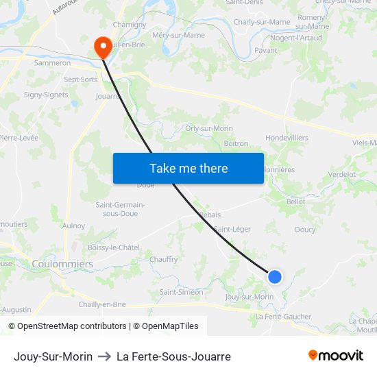 Jouy-Sur-Morin to La Ferte-Sous-Jouarre map