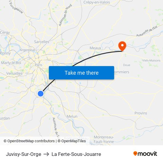 Juvisy-Sur-Orge to La Ferte-Sous-Jouarre map