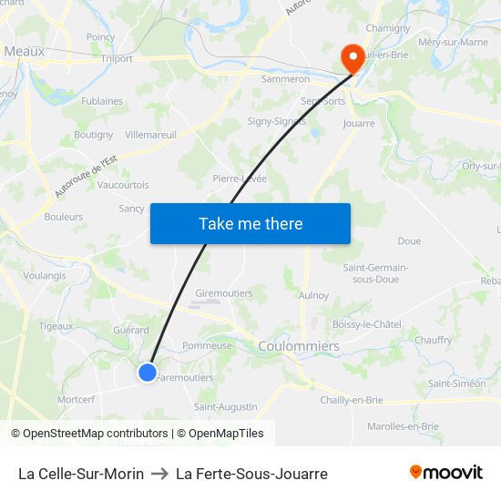 La Celle-Sur-Morin to La Ferte-Sous-Jouarre map
