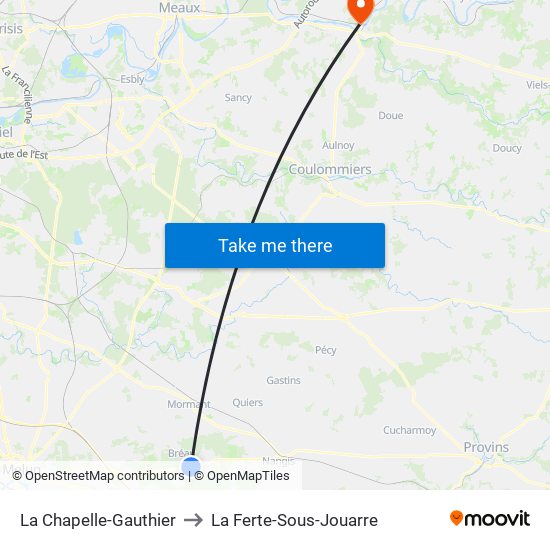 La Chapelle-Gauthier to La Ferte-Sous-Jouarre map