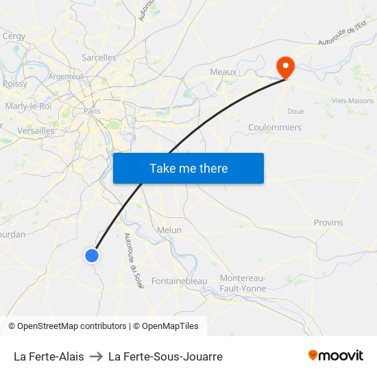 La Ferte-Alais to La Ferte-Sous-Jouarre map