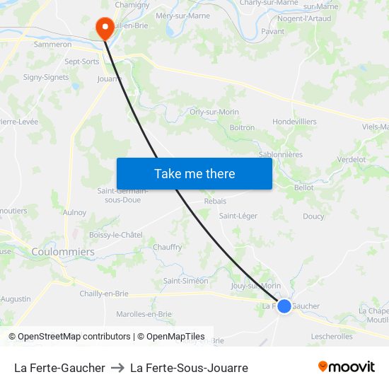 La Ferte-Gaucher to La Ferte-Sous-Jouarre map