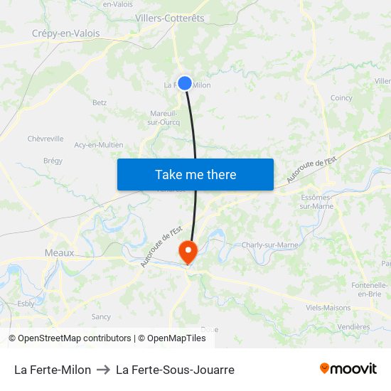 La Ferte-Milon to La Ferte-Sous-Jouarre map