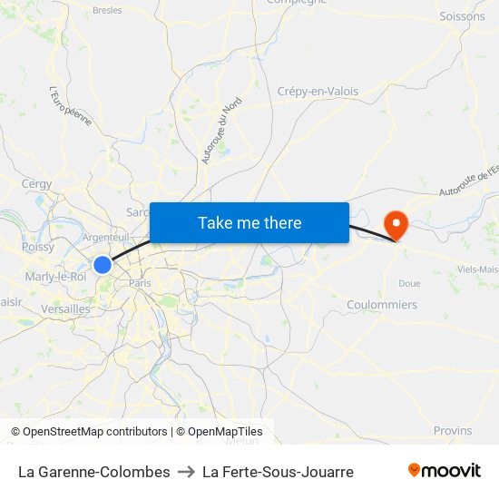 La Garenne-Colombes to La Ferte-Sous-Jouarre map