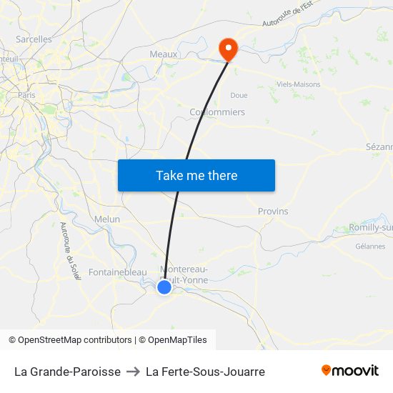 La Grande-Paroisse to La Ferte-Sous-Jouarre map