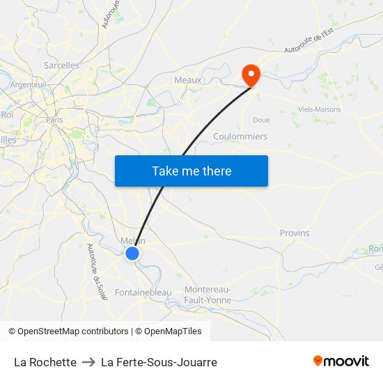 La Rochette to La Ferte-Sous-Jouarre map