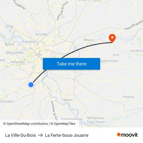 La Ville-Du-Bois to La Ferte-Sous-Jouarre map