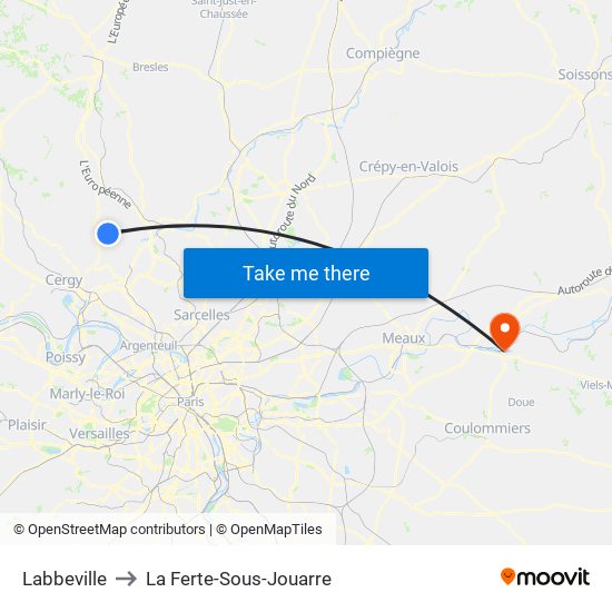 Labbeville to La Ferte-Sous-Jouarre map