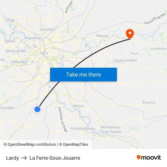 Lardy to La Ferte-Sous-Jouarre map