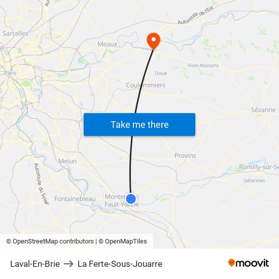 Laval-En-Brie to La Ferte-Sous-Jouarre map