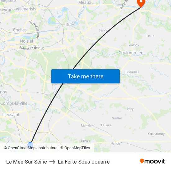 Le Mee-Sur-Seine to La Ferte-Sous-Jouarre map