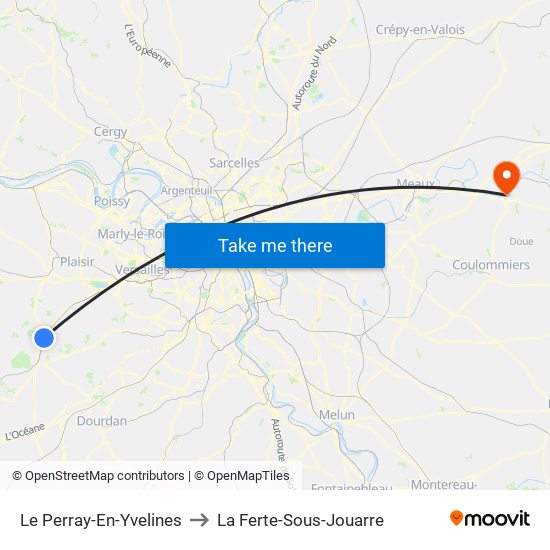 Le Perray-En-Yvelines to La Ferte-Sous-Jouarre map