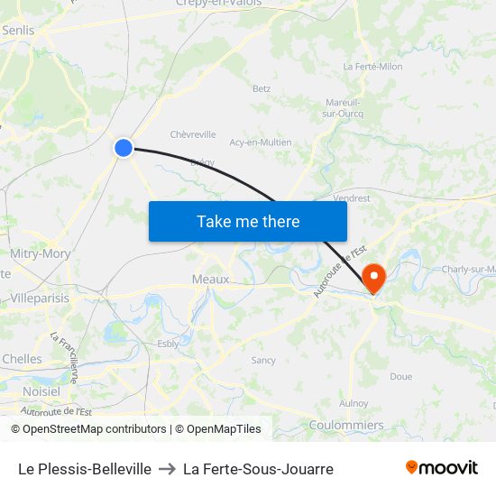 Le Plessis-Belleville to La Ferte-Sous-Jouarre map