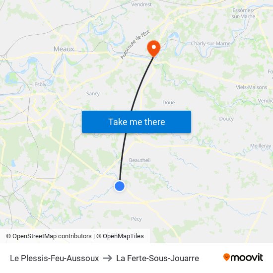 Le Plessis-Feu-Aussoux to La Ferte-Sous-Jouarre map