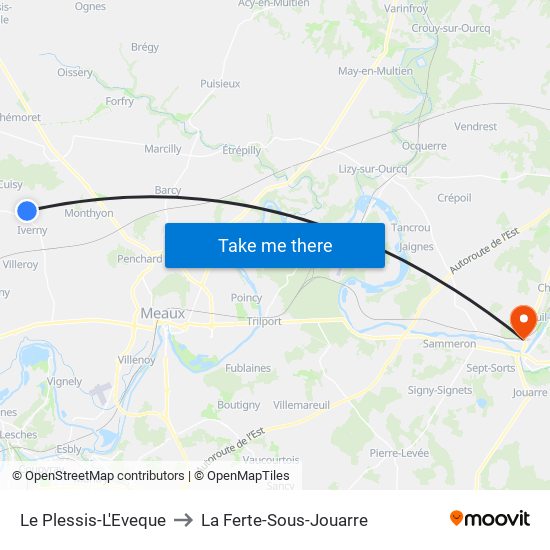 Le Plessis-L'Eveque to La Ferte-Sous-Jouarre map