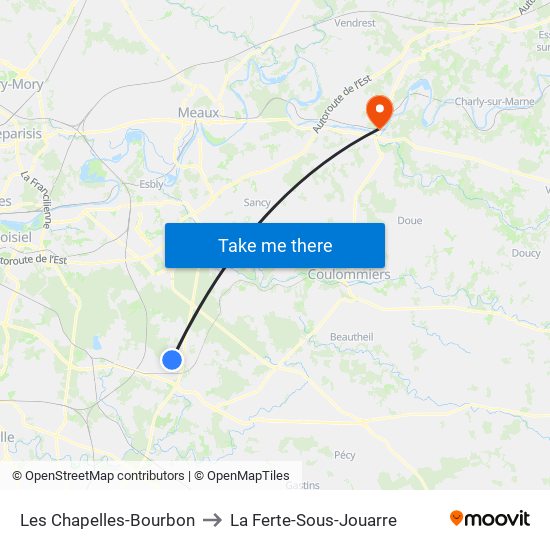Les Chapelles-Bourbon to La Ferte-Sous-Jouarre map