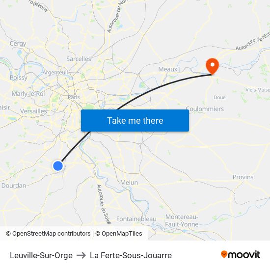 Leuville-Sur-Orge to La Ferte-Sous-Jouarre map