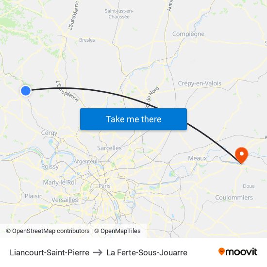 Liancourt-Saint-Pierre to La Ferte-Sous-Jouarre map