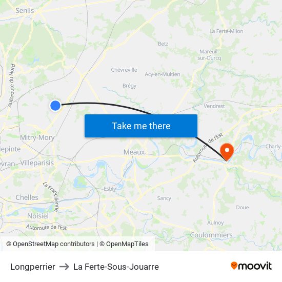 Longperrier to La Ferte-Sous-Jouarre map