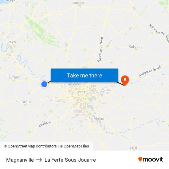 Magnanville to La Ferte-Sous-Jouarre map