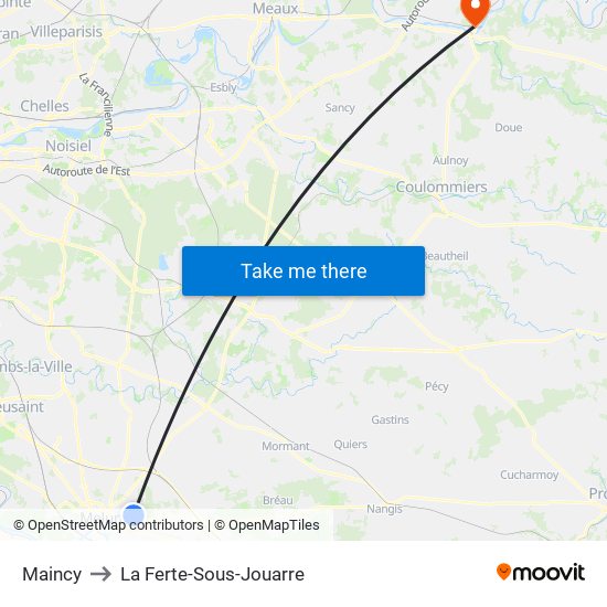 Maincy to La Ferte-Sous-Jouarre map