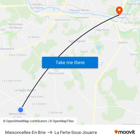 Maisoncelles-En-Brie to La Ferte-Sous-Jouarre map