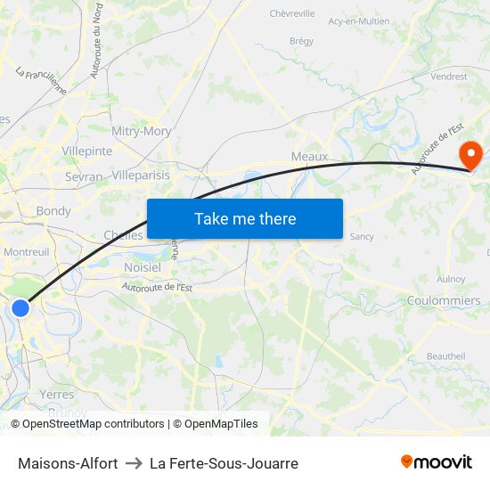 Maisons-Alfort to La Ferte-Sous-Jouarre map
