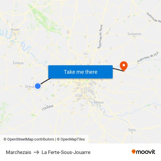 Marchezais to La Ferte-Sous-Jouarre map