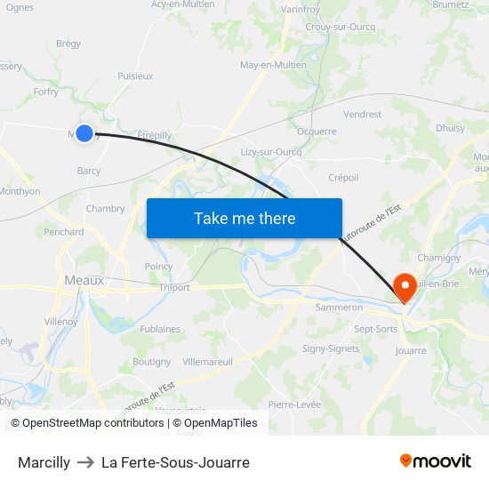 Marcilly to La Ferte-Sous-Jouarre map