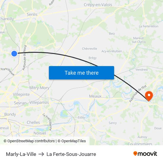 Marly-La-Ville to La Ferte-Sous-Jouarre map