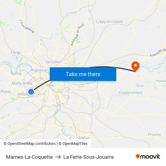 Marnes-La-Coquette to La Ferte-Sous-Jouarre map
