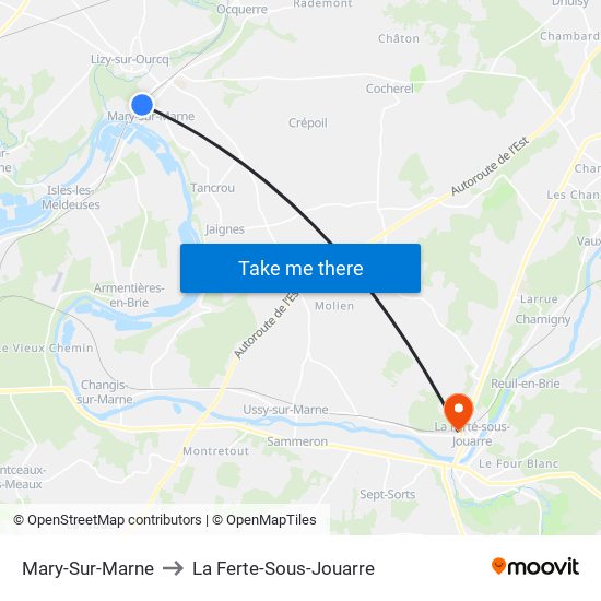 Mary-Sur-Marne to La Ferte-Sous-Jouarre map