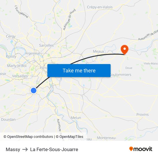 Massy to La Ferte-Sous-Jouarre map