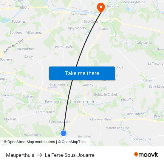 Mauperthuis to La Ferte-Sous-Jouarre map