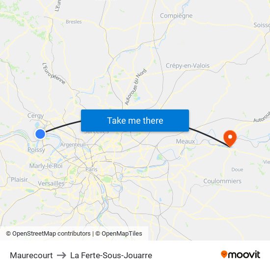 Maurecourt to La Ferte-Sous-Jouarre map