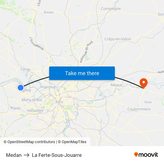 Medan to La Ferte-Sous-Jouarre map