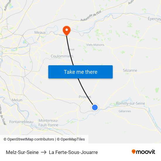 Melz-Sur-Seine to La Ferte-Sous-Jouarre map