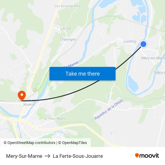 Mery-Sur-Marne to La Ferte-Sous-Jouarre map
