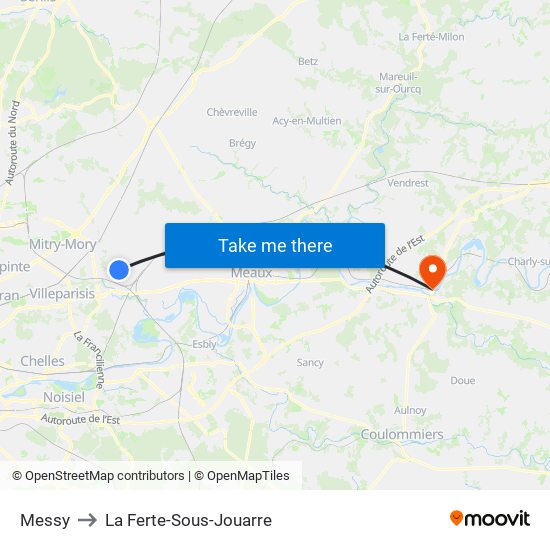 Messy to La Ferte-Sous-Jouarre map