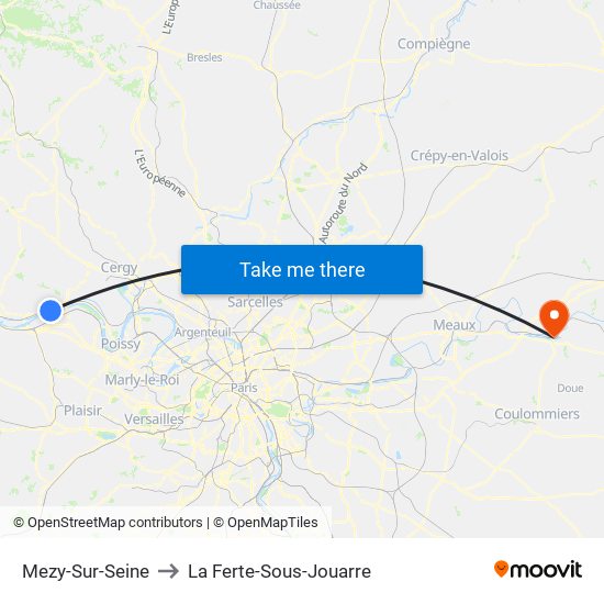 Mezy-Sur-Seine to La Ferte-Sous-Jouarre map