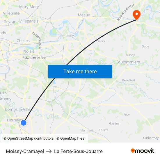 Moissy-Cramayel to La Ferte-Sous-Jouarre map